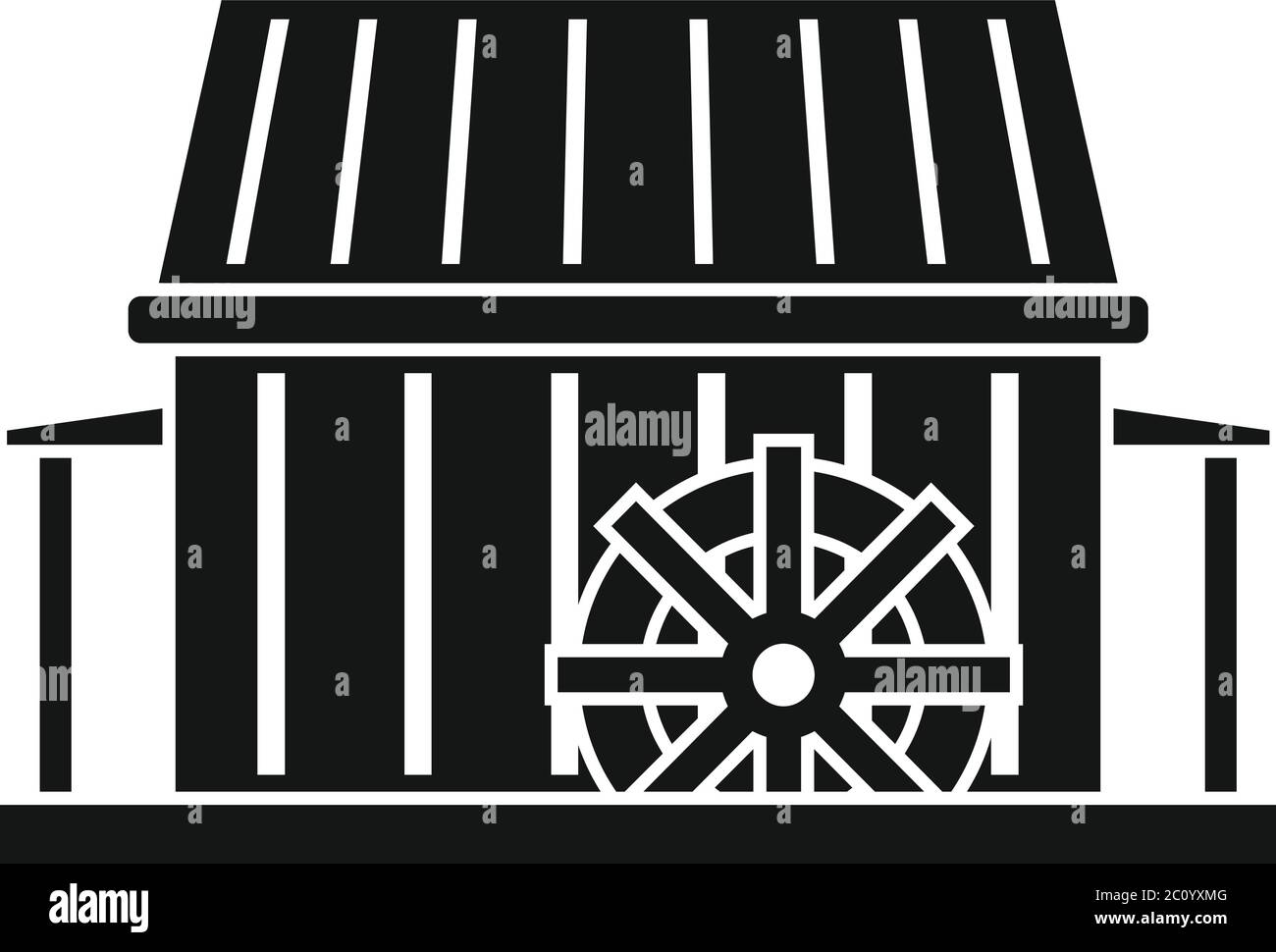 Symbol für Wassermühle. Einfache Illustration von Wassermühle Vektor-Symbol für Web-Design isoliert auf weißem Hintergrund Stock Vektor