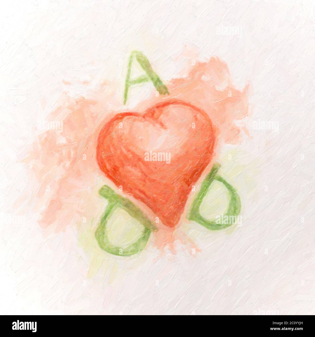 Liebe Sie Papa Schriftzug mit Band-Grußkarte. Väter Tag Ölfarbe hand gezeichnete illustration Stockfoto