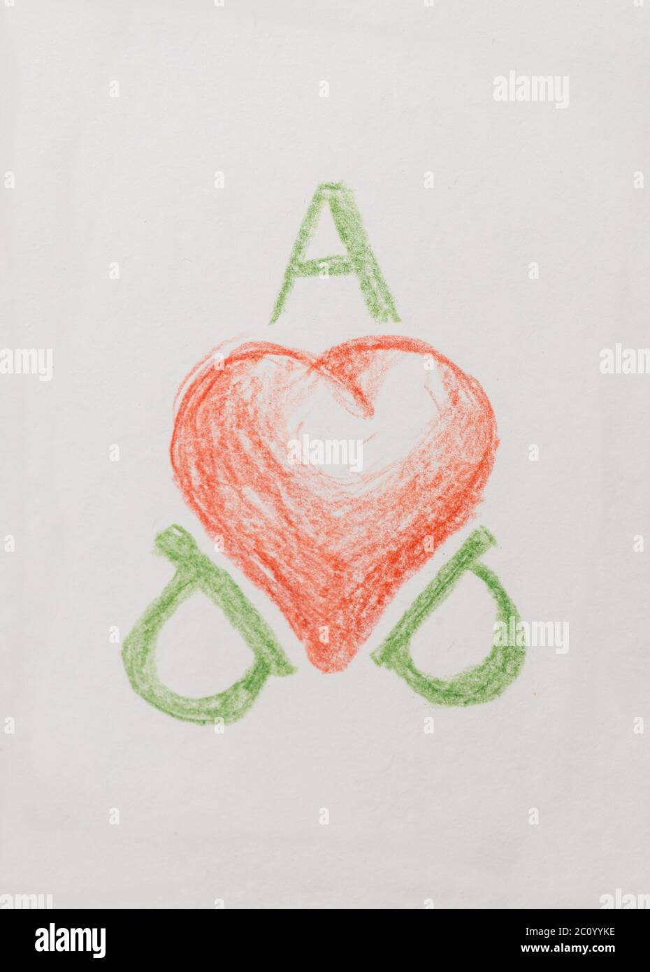 Liebe Sie Papa Schriftzug mit Band-Grußkarte. Väter Tag Pincil handgezeichnete Abbildung Stockfoto