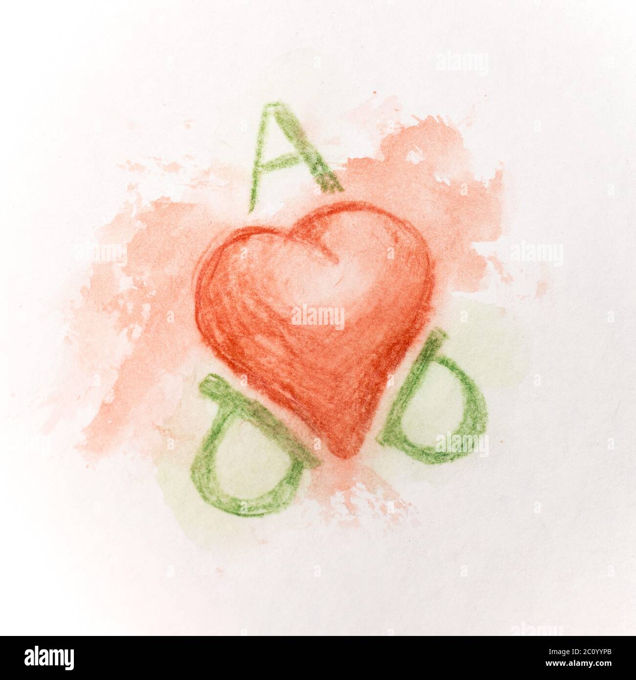 Liebe Sie Papa Schriftzug mit Band-Grußkarte. Väter Tag Aquarell hand gezeichnete illustration Stockfoto