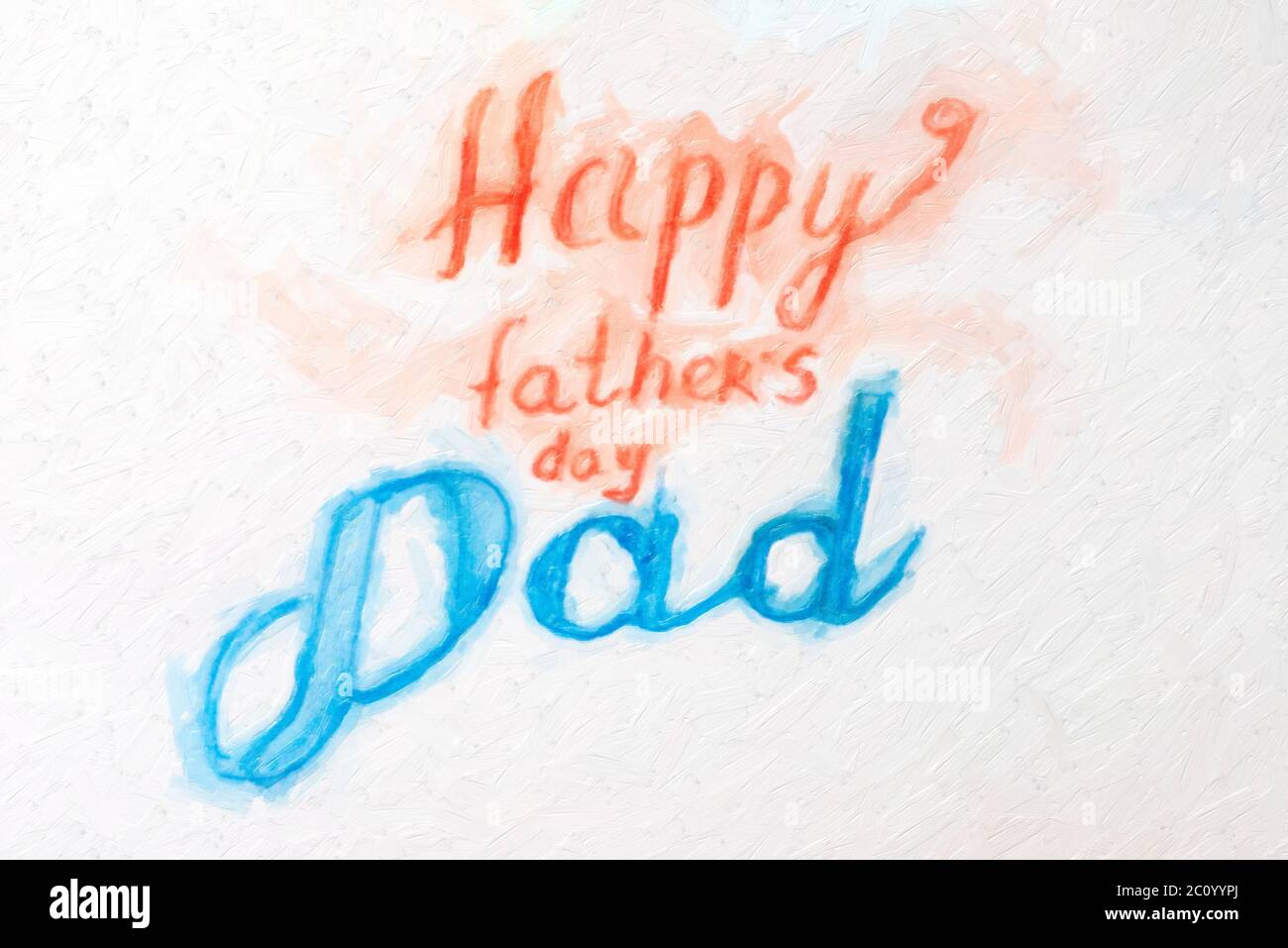 Glückliche Väter Tag Schriftzug Grußkarte. Öl-Schmerzen hand gezeichnete illustration Stockfoto