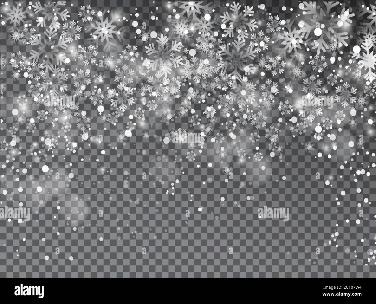 Vektorgrafik. Abstrakt Weihnachten Schneeflocken Hintergrund. Schneefall Stock Vektor