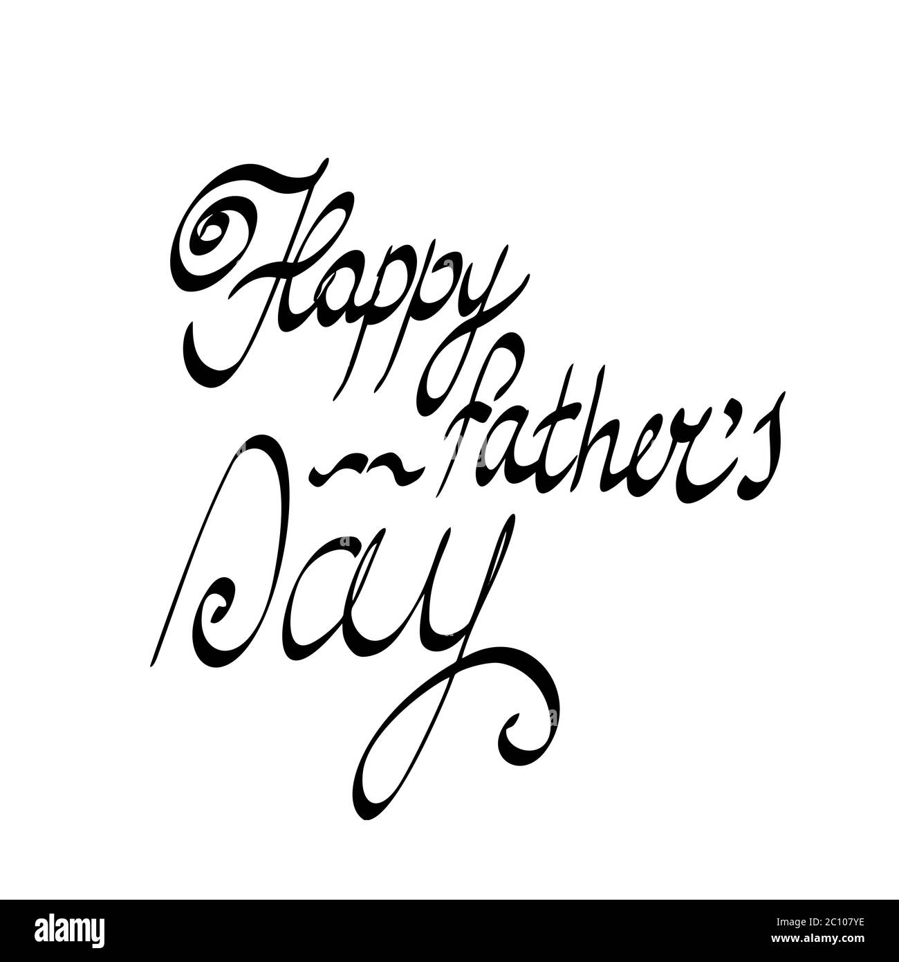 Happy Fathers Day. handgeschriebene Schrift, T-shirt-print-Design, typografische Komposition isoliert auf weißem Hintergrund. Stockfoto