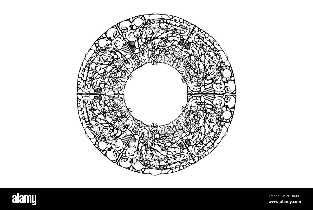 Vektor-Bild eines Mandalas, hergestellt in der Form schwarz-weiß-d Stockfoto