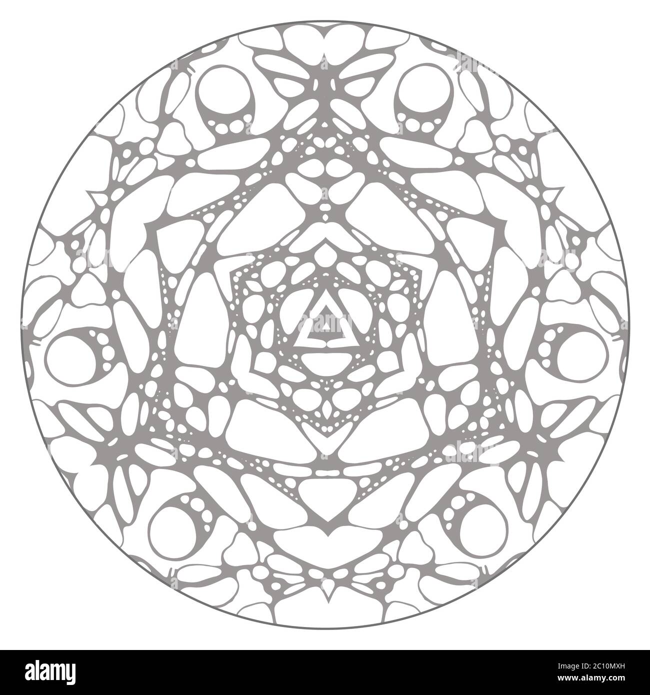 Schwarz / weiß handgemalte abstrakte Kaleidoskop-Vektor-Illustration. Stockfoto