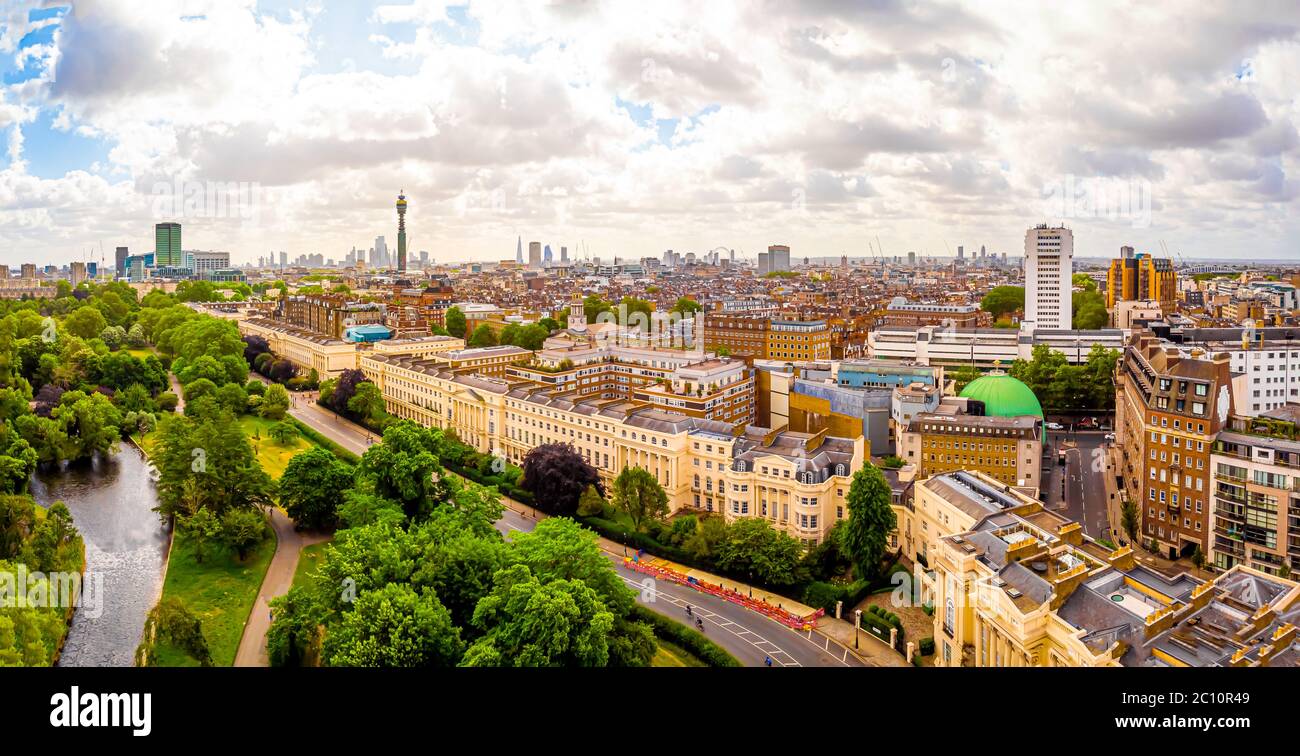 Luftaufnahme des Regent Parks in London, Großbritannien Stockfoto