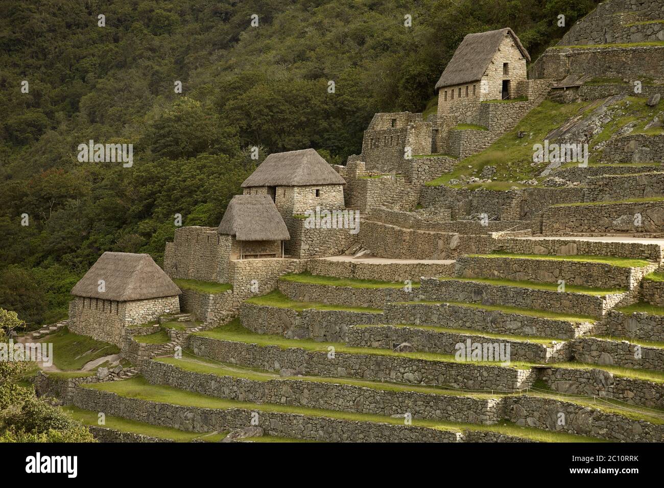 Die Ruinen der verlorenen Stadt der Inkas Machu Picchu in der Nähe von Cusco in Peru Stockfoto