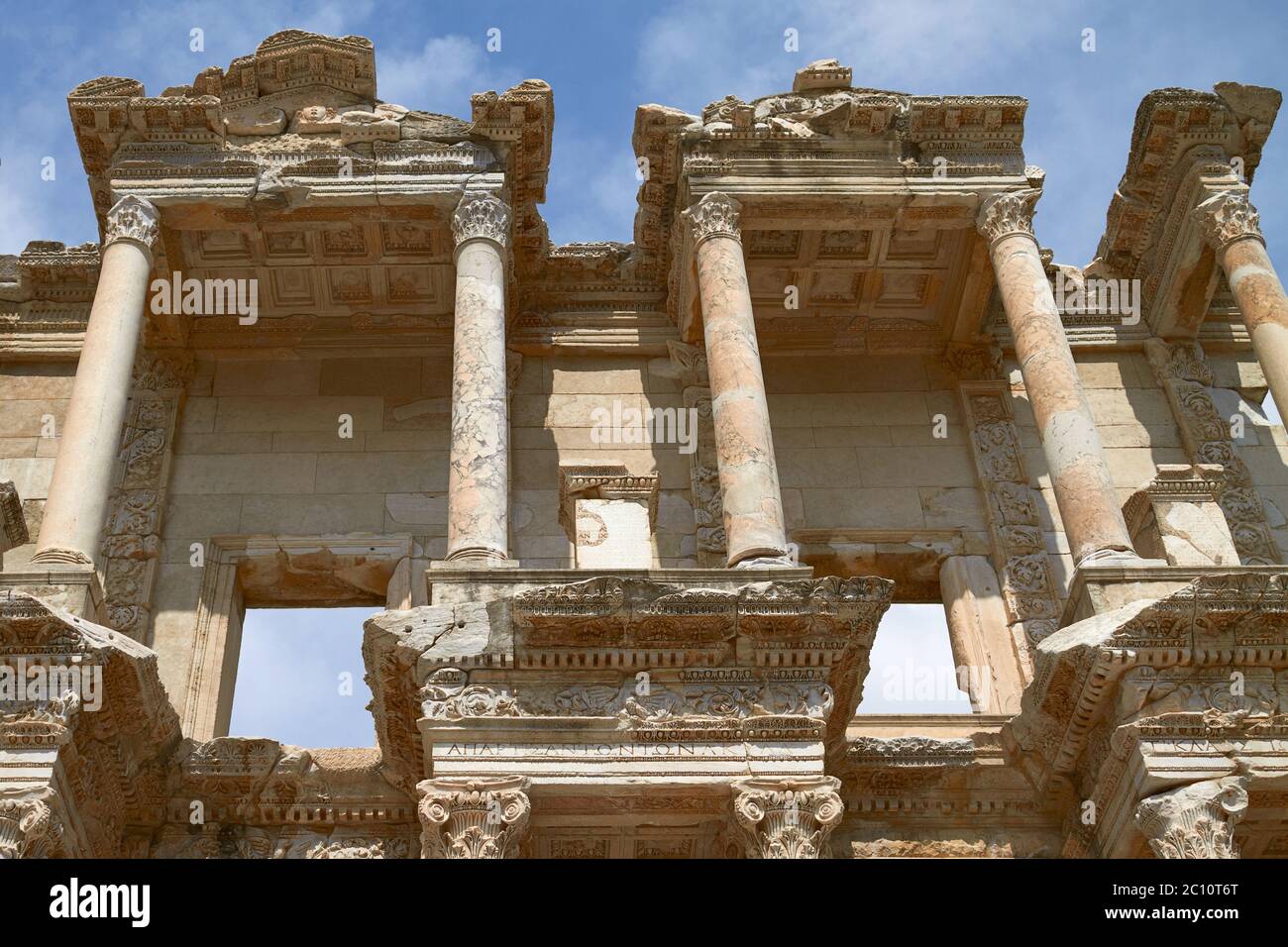 Fassade der antiken Celsius Bibliothek in Ephesus Türkei Stockfoto