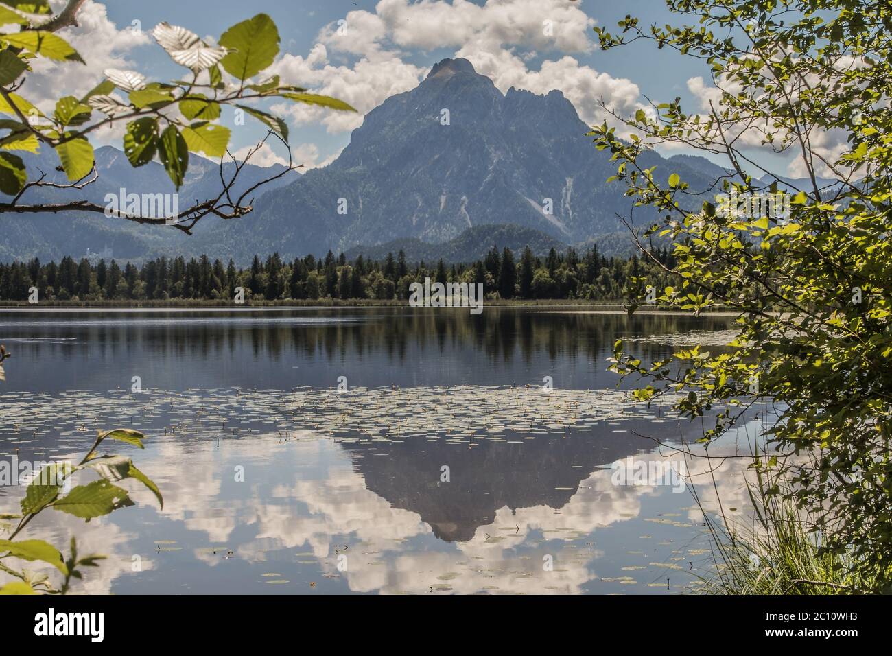 Säuling, im Hopfensee gespiegelt, nahe Füssen im Allgäu Stockfoto