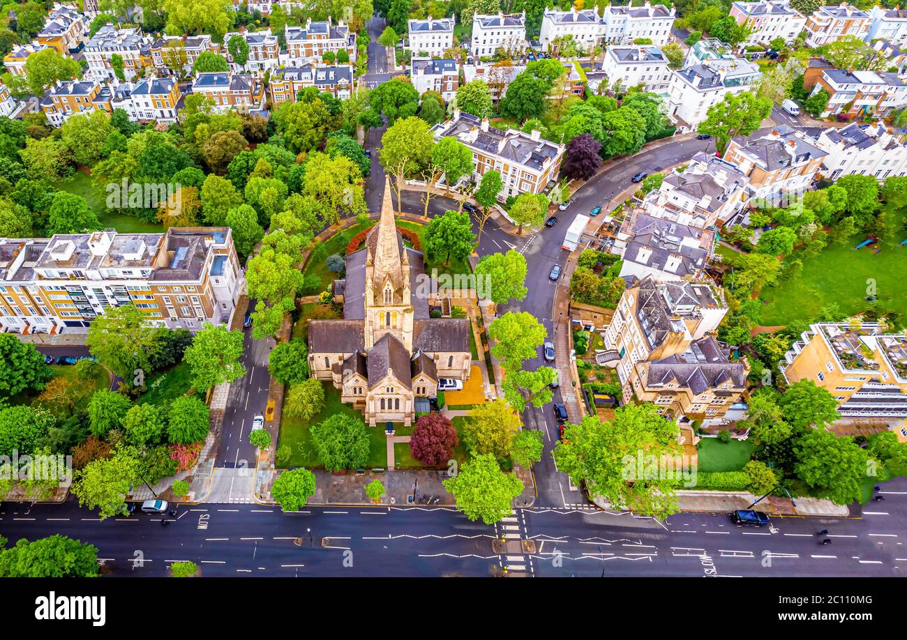 Luftaufnahme der St. John’s Church in the Morning, London, Großbritannien Stockfoto