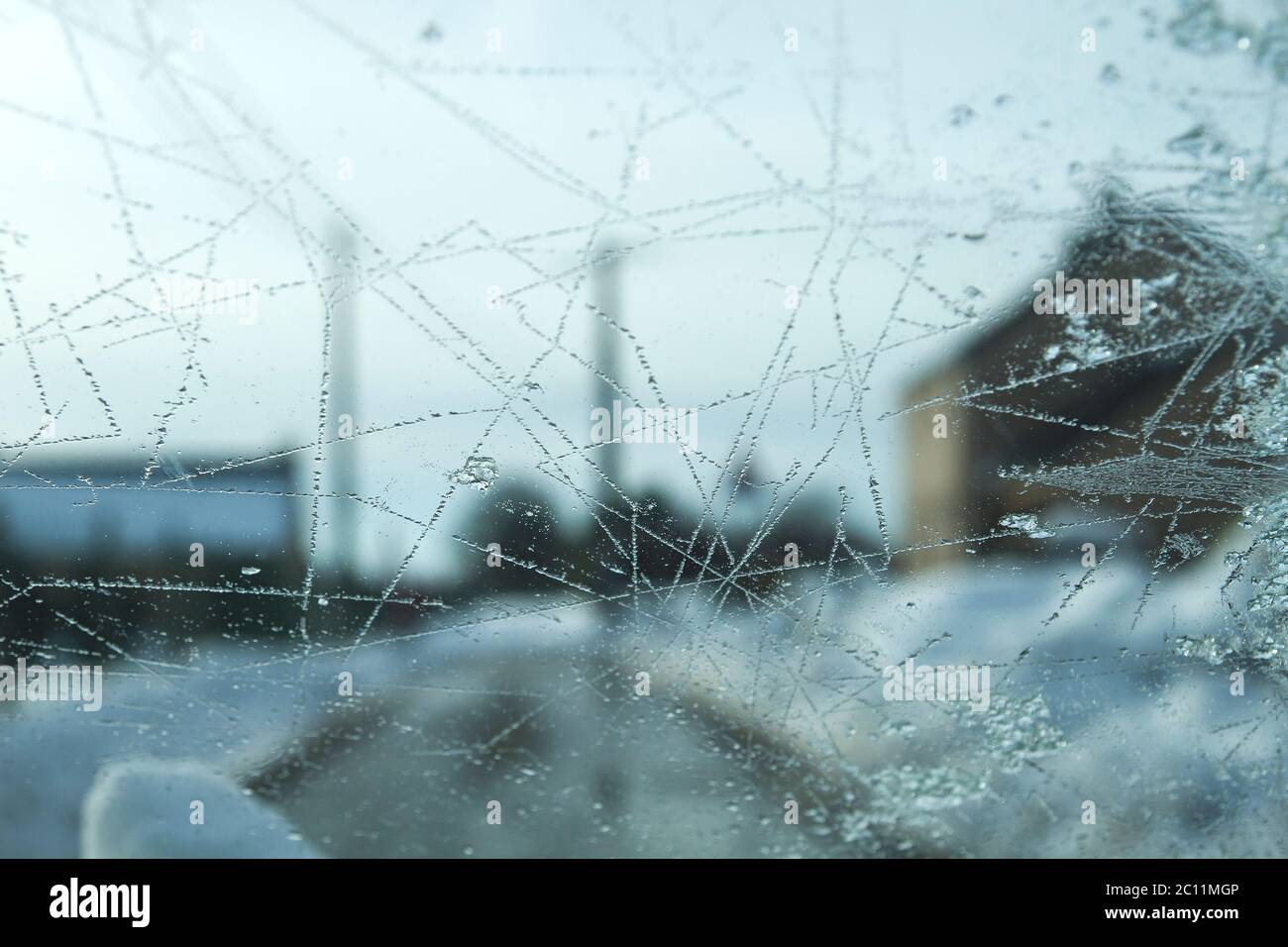 Frost in einem Fenster Stockfoto