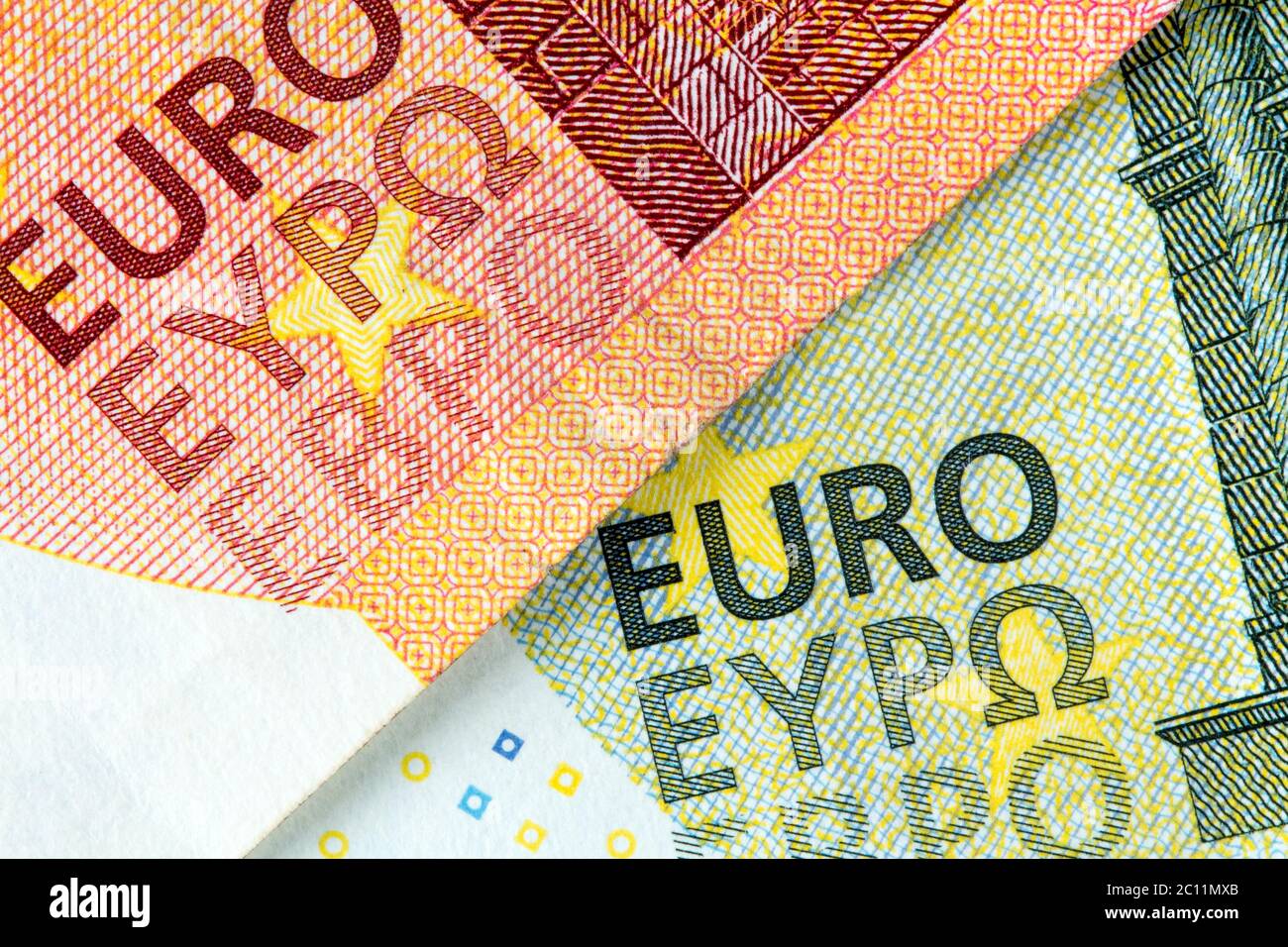Neue Banknoten von zehn und fünf Euro Stockfoto