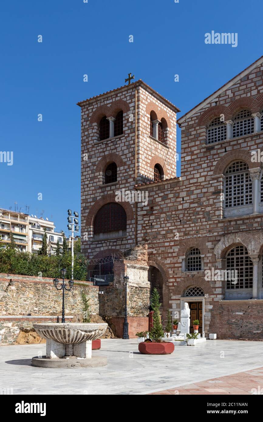 THESSALONIKI, GRIECHENLAND - 22. SEPTEMBER 2019: Byzantinische Kirche des Heiligen Demetrios in Thessaloniki, Zentralmakedonien, Griechenland Stockfoto