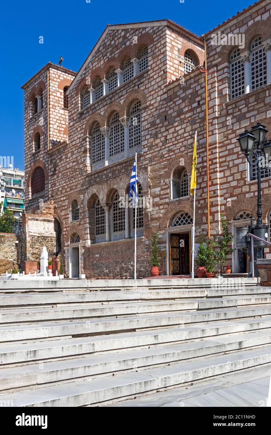 THESSALONIKI, GRIECHENLAND - 22. SEPTEMBER 2019: Byzantinische Kirche des Heiligen Demetrios in Thessaloniki, Zentralmakedonien, Griechenland Stockfoto