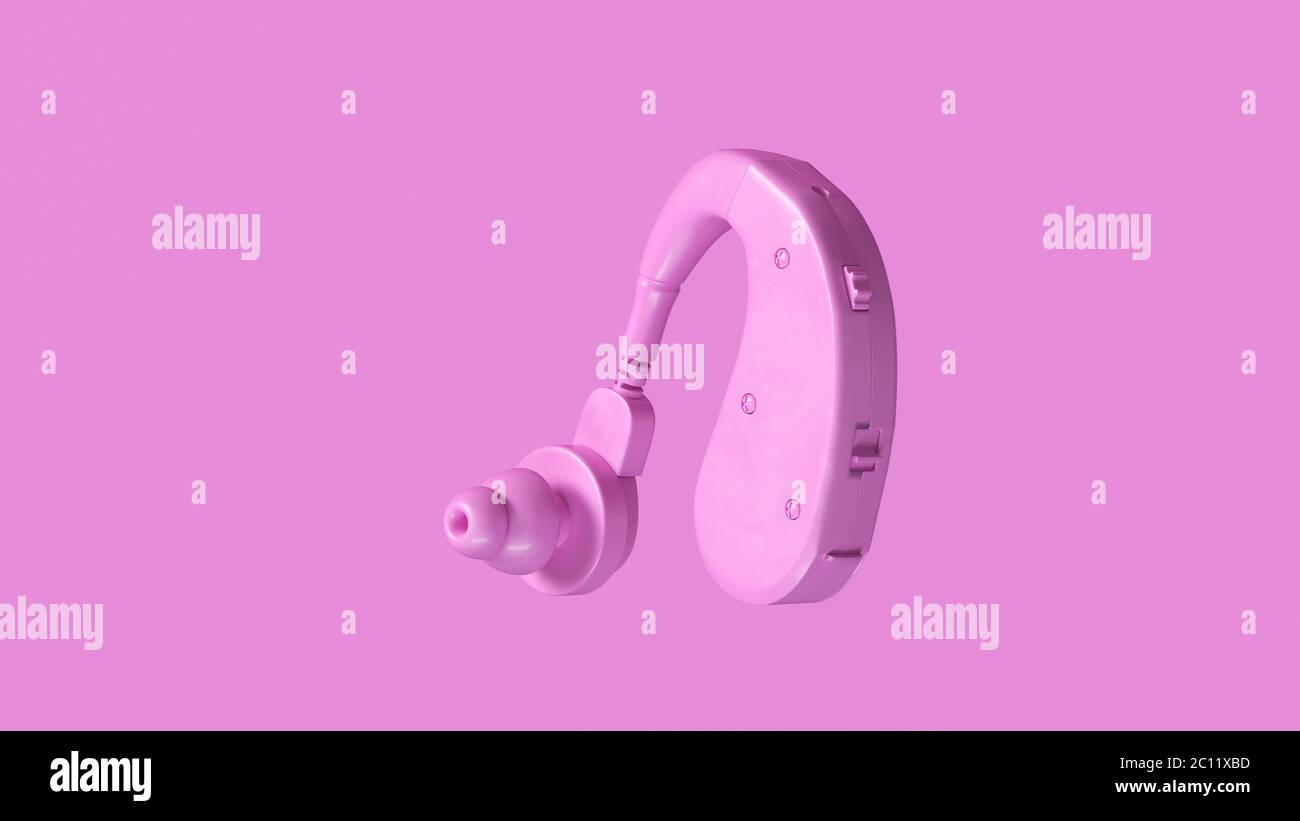 Pink hinter dem Ohr Hörgerät 3D Abbildung 3D Rendern Stockfoto