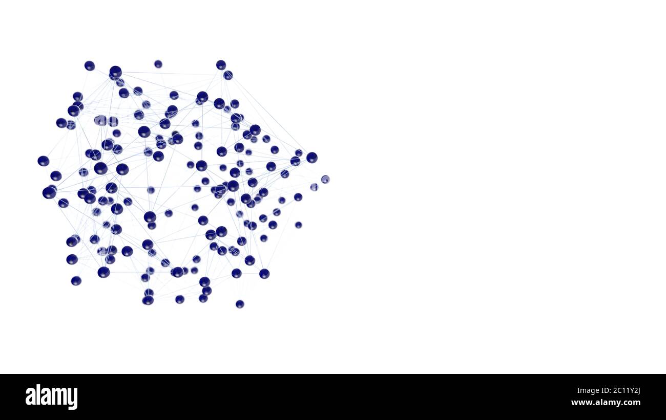 Molekulare geometrische Chaos abstrakte Struktur. Wissenschaft Technologie Netzwerk Verbindung Hi-Tech-Hintergrund mit Exemplar Stockfoto