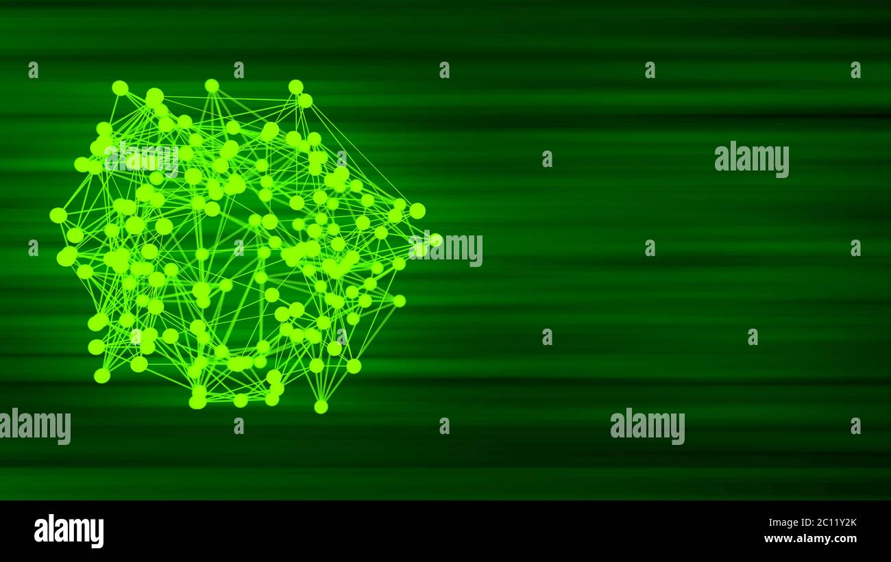 Molekulare geometrische Chaos abstrakte Struktur. Wissenschaft Technologie Netzwerk Verbindung Hi-Tech-Hintergrund mit Exemplar Stockfoto