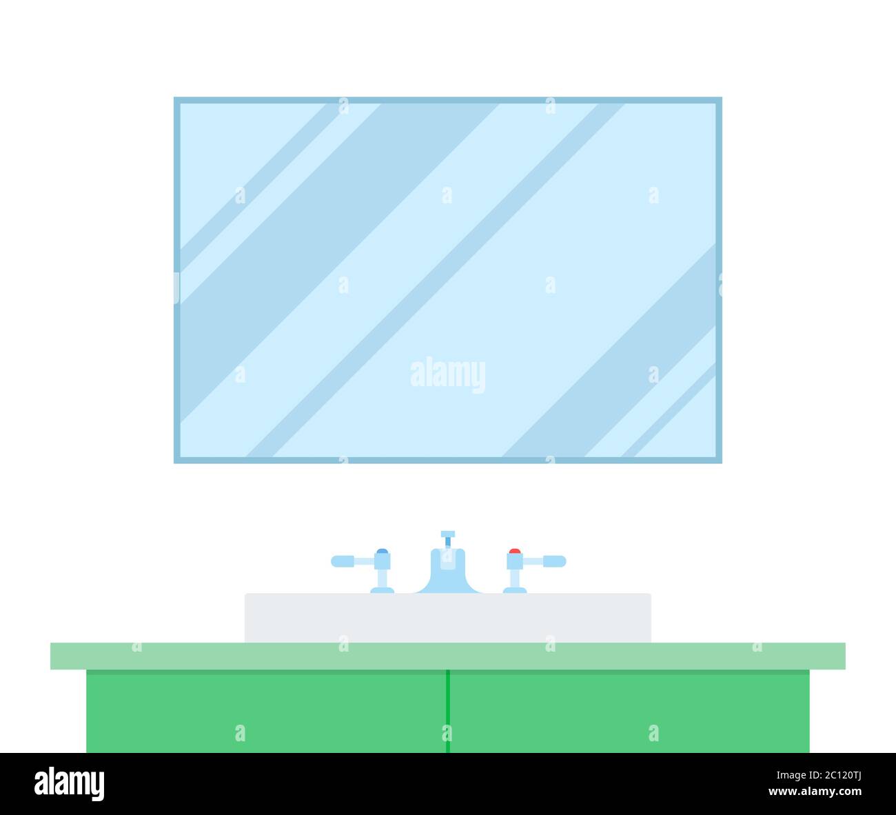 Badezimmerspiegel und Waschtisch Schrank Vektor-Illustration in einem flachen Design Stock Vektor