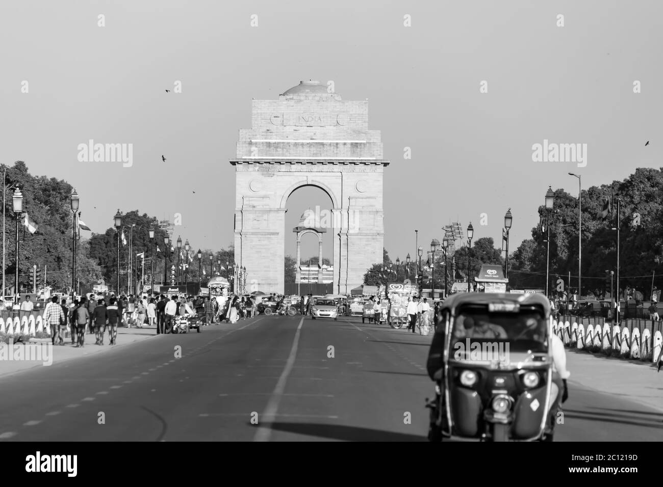 India Gate war Memorial in Neu Delhi, Indien. India Gate ist die beliebteste Touristenattraktion in Neu-Delhi. Architektur Indiens. Stockfoto