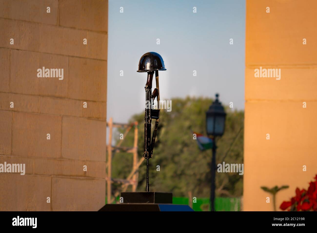 Amar Jyoti Jawan befindet sich am India Gate war Memorial in New Delhi, Indien. India Gate war Memorial ist der berühmteste Touristenort in Delhi. Stockfoto