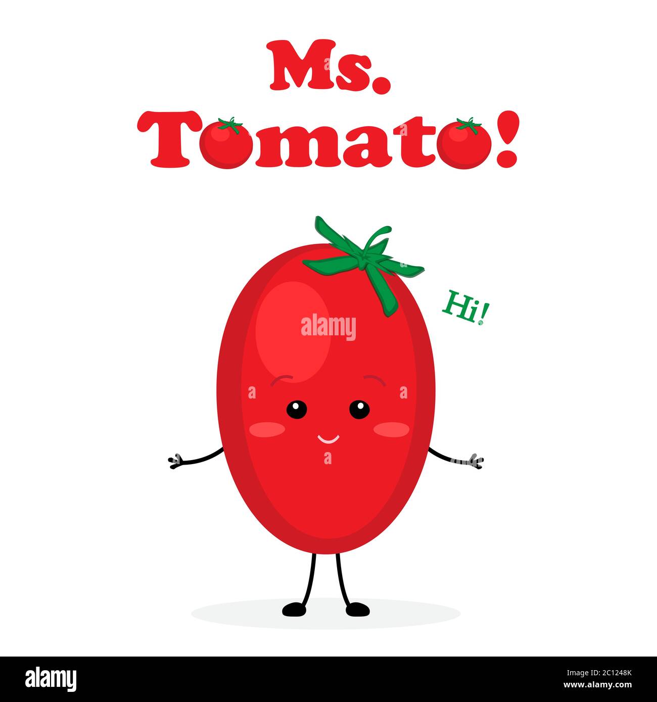 Missis Tomato niedlichen Zeichen Vektor Illustration Karte Stock Vektor