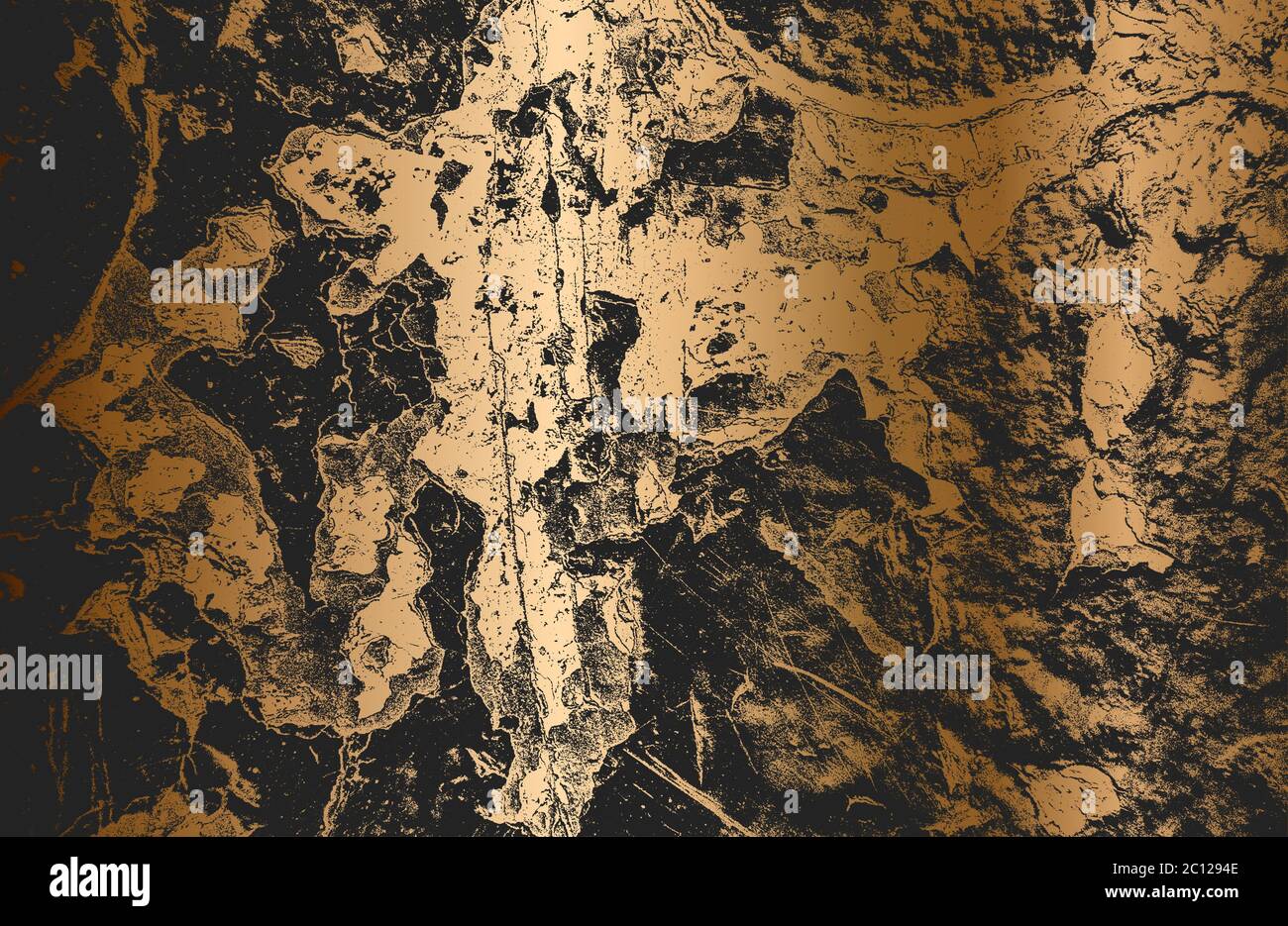 Distressed Overlay Textur der goldenen Metallplatte mit rissigen Farbe. Grunge Hintergrund. Abstrakte Halbton Vektor-Illustration Stock Vektor