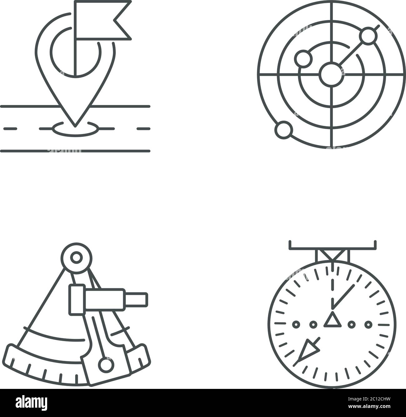 Navigationpixel perfekte lineare Symbole gesetzt Stock Vektor