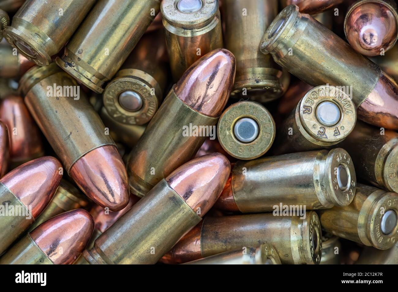 9 mm Munition Stockfoto