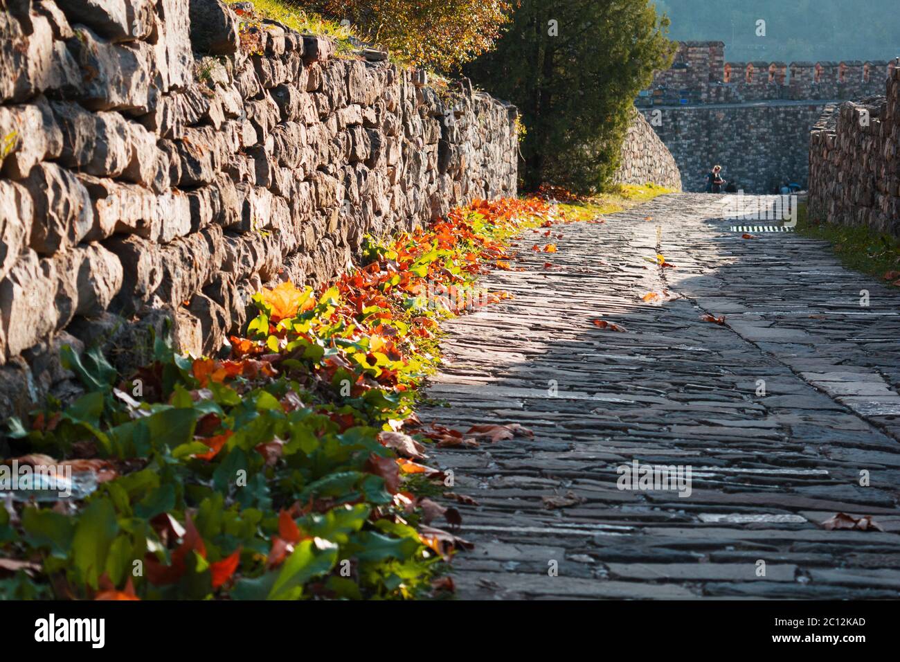 Steinweg in eine alte Zitadelle Stockfoto
