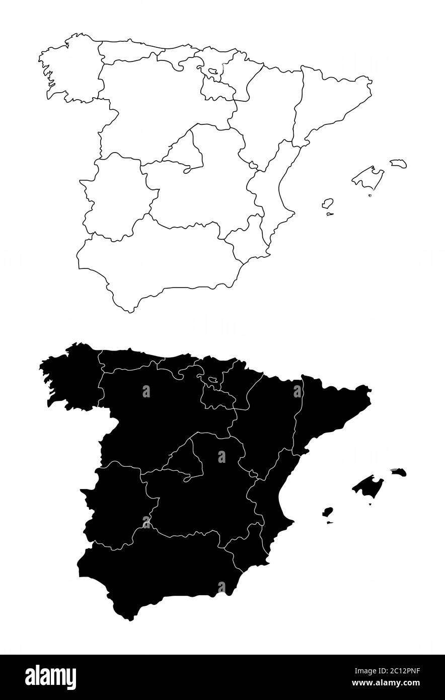 Karten für die Regionen Spaniens Stock Vektor