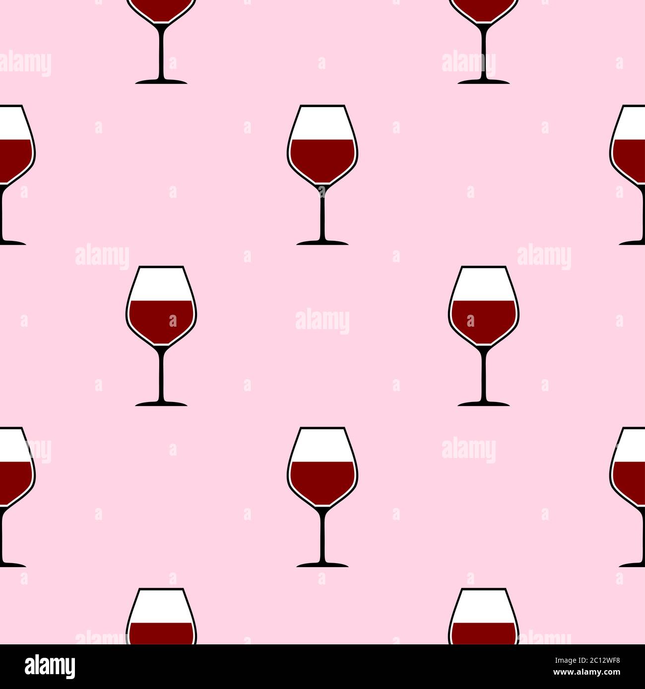 Nahtloses Muster mit Rotweingläsern. Vektorbild. Stock Vektor