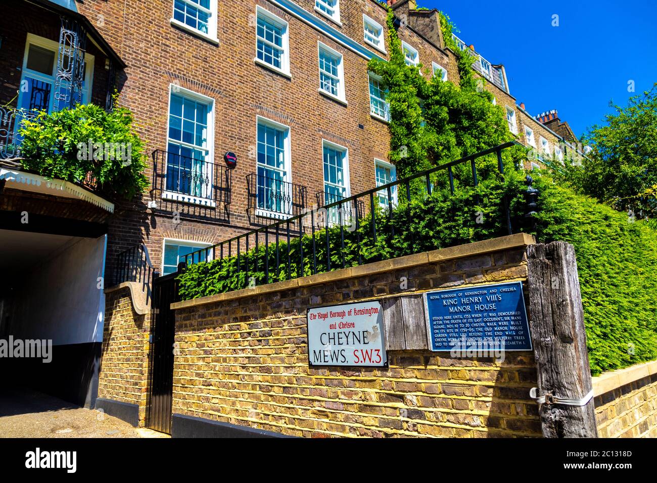 Blaue Plakette für das Herrenhaus von König Henry VIII, Kensington und Chelsea, London, Großbritannien Stockfoto