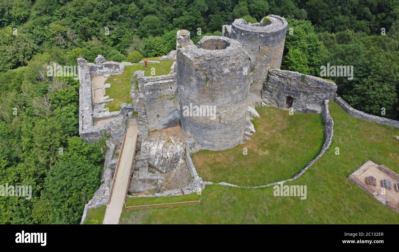 Luftaufnahme von Cilgerran Castle, Cilgerran, bei Cardigan, Pembrokeshire Wales Großbritannien Stockfoto