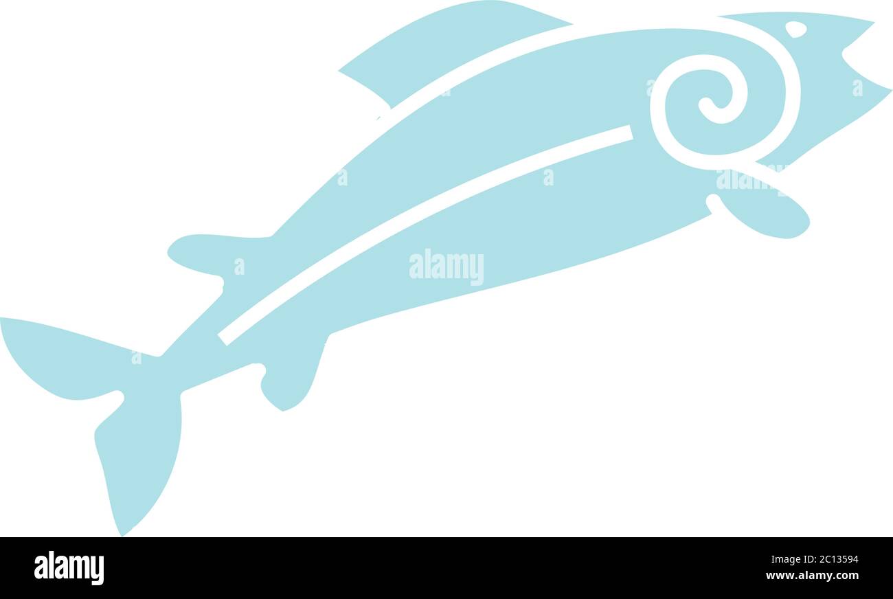 Springen stilisierte Lachs mit acurl Symbol Stock Vektor