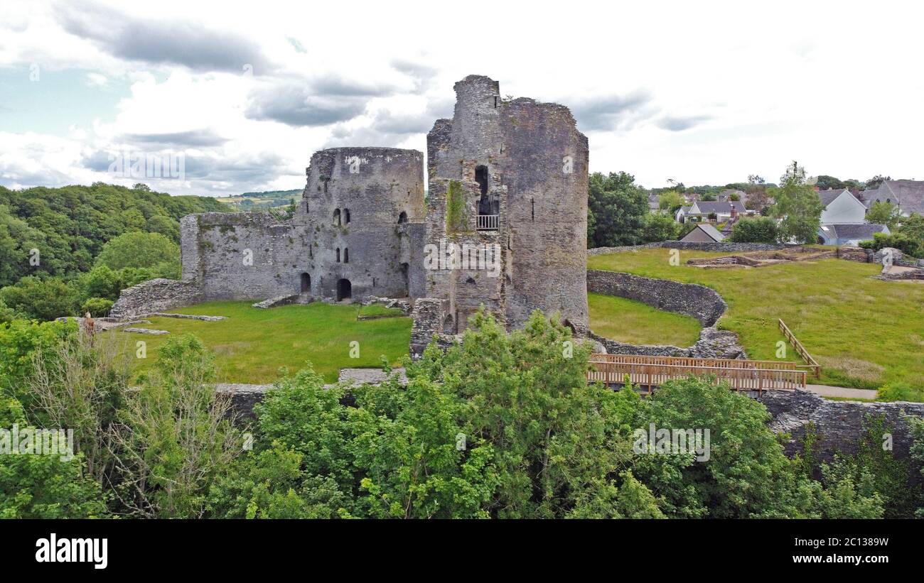 Luftaufnahme von Cilgerran Castle, Cilgerran, bei Cardigan, Pembrokeshire Wales Großbritannien Stockfoto