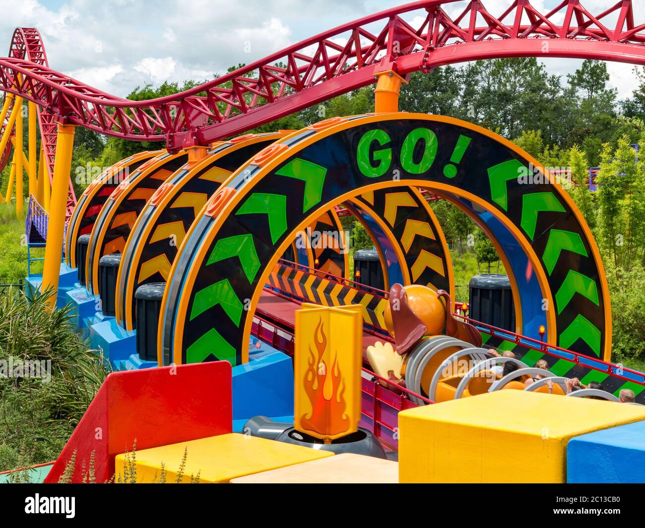 ORLANDO, FLORIDA – 1. Juli 2018 – Slinky Dog Dash in Toy Story Land in Hollywood Studios, Walt Disney World, Eröffnung am 30. Juni 2018. Stockfoto