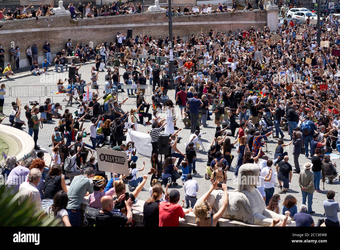 Black Lives Matter, Demonstration zum Gedenken an George Floyd und gegen Rassismus. ROM, ITALIEN - 7. Juni 2020 Stockfoto