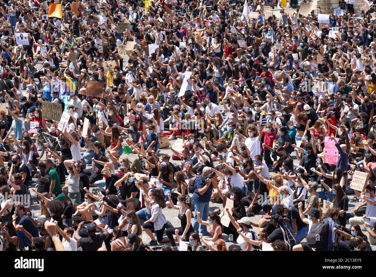 Black Lives Matter, Demonstration zum Gedenken an George Floyd und gegen Rassismus. ROM, ITALIEN - 7. Juni 2020 Stockfoto