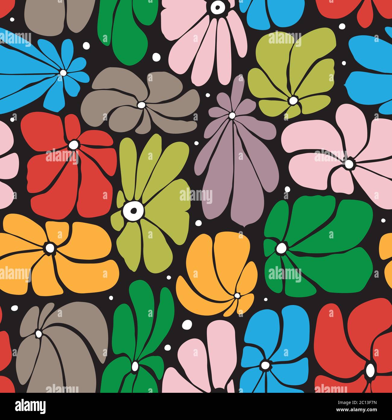 Nahtloses Blumenmuster Design mit stilisierten großen Blüten, Retro-Gefühl wiederholen Hintergrund perfekt für Web und Druck Stock Vektor