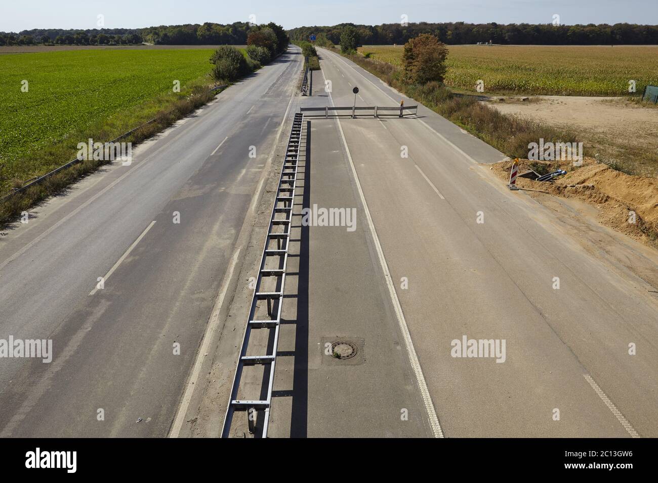 Braunkohle - geschlossene Autobahn A4 bei Kerpen-Buir Stockfoto