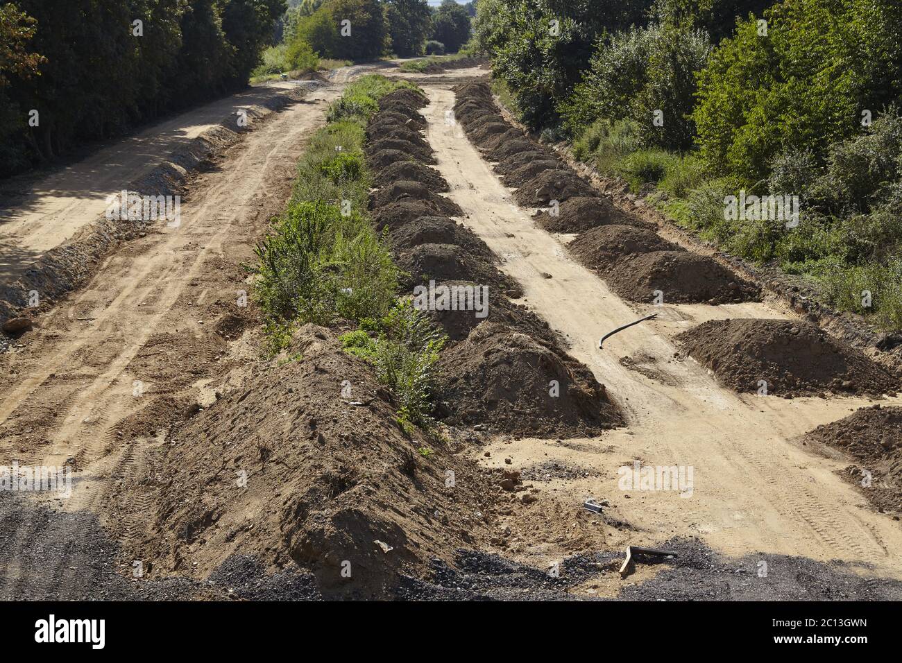 Braunkohle - geschlossene Autobahn A4 bei Merzenich Stockfoto