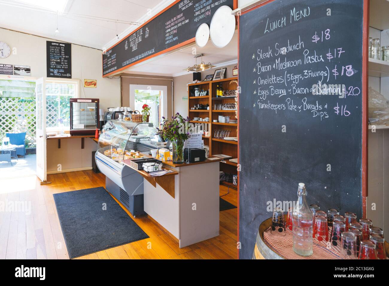 Innenraum der Cafe in Neuseeland Stockfoto