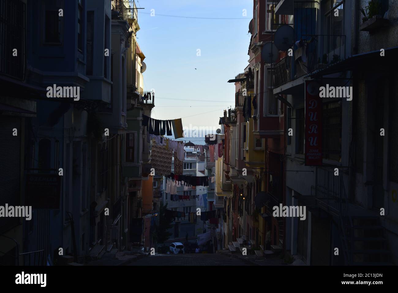 Balat Jüdisches Viertel im Stadtteil Fatih von Istanbul Abend Sonnenuntergang auf der europäischen Seite von Istanbul Stockfoto