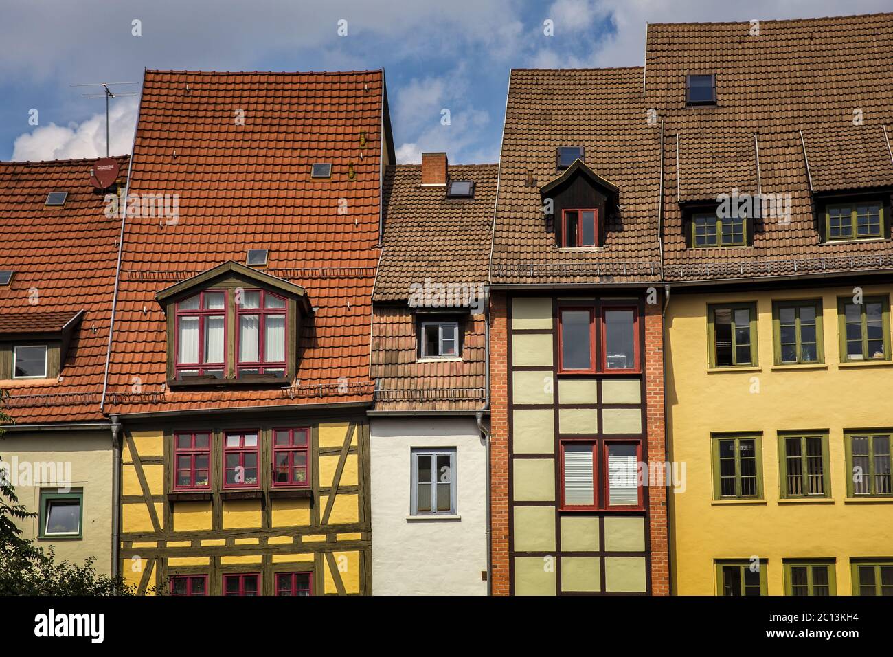 Historische Fachwerkhäuser in Erfurt Stockfoto