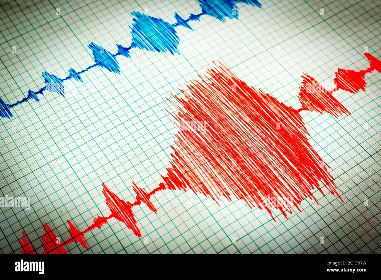 Seismologisches Geräteblatt - Seismometer Vignette rot Stockfoto