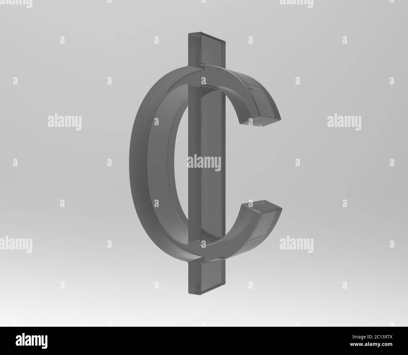 Cent Symbol Zeichen isolierte Zentas gesendet 3d-Rendering Stockfoto