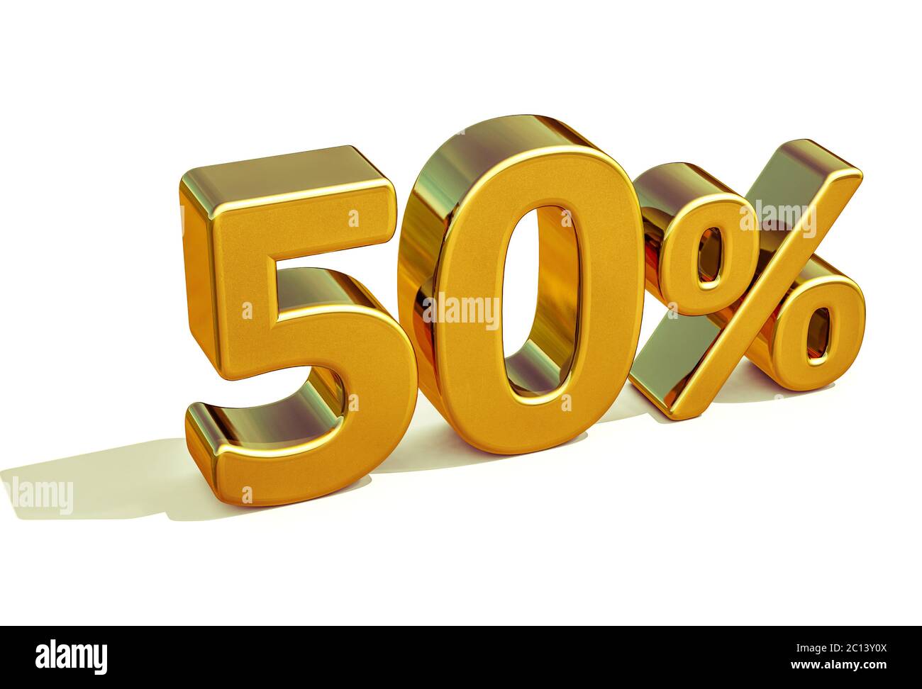 3d Gold 50 Prozent Zeichen Stockfoto