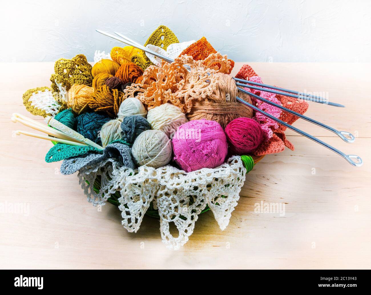 Wolle zum stricken Kugeln Stockfoto