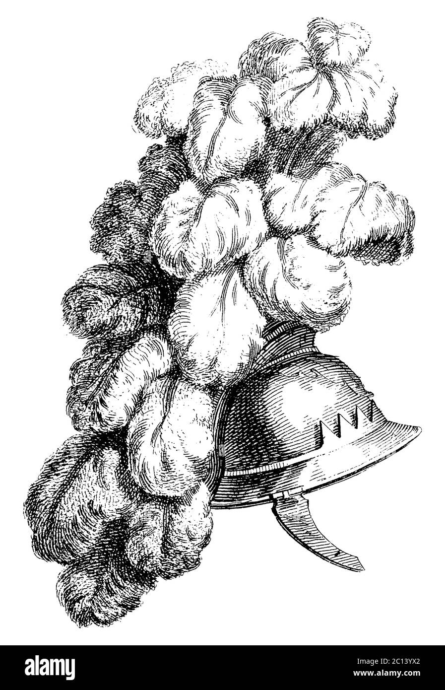 Illustration eines königlichen Helms aus dem 18.. Jahrhundert, der von Schauspielern getragen wird, die im Theater „Comedie Francaise“ einen König spielen Stockfoto