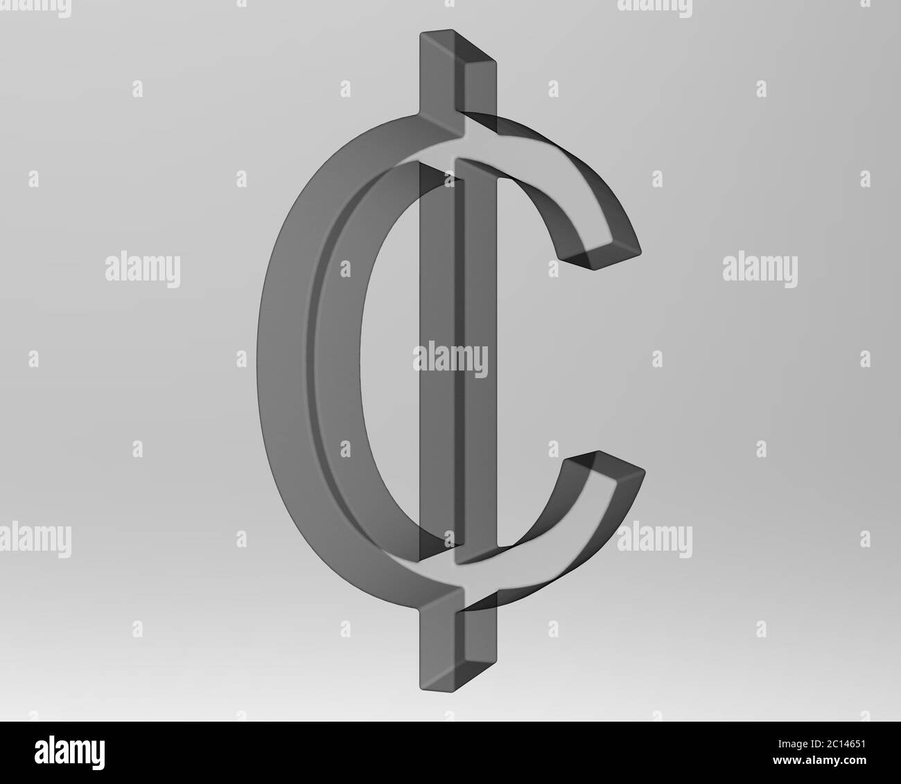 Cent Symbol Zeichen isolierte Zentas gesendet 3d-Rendering Stockfoto